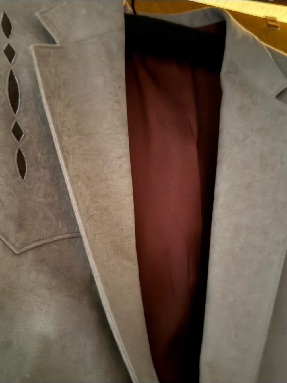 Taupe Suede Sport Coat with Contrasting Brown Lining